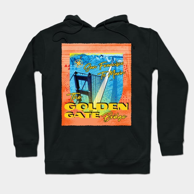 Golden Gate Bridge Retro design Hoodie by Fairview Design